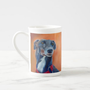 Tasse En Porcelaine Lévrier noir (a398)