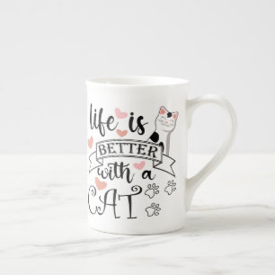 Tasse En Porcelaine Life is Better With a Cat quote slogan