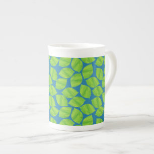 Tasse En Porcelaine Limites vertes de fruits sur Arrière - plan bleu à