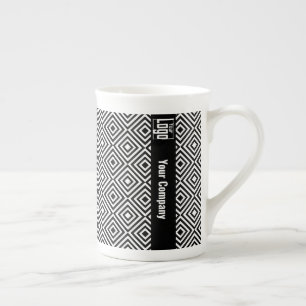 Tasse En Porcelaine Logo de la société de promotion, nom Motif noir et