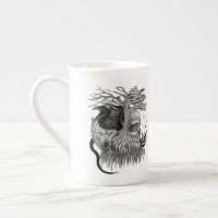 Loup et corbeau avec crâne
