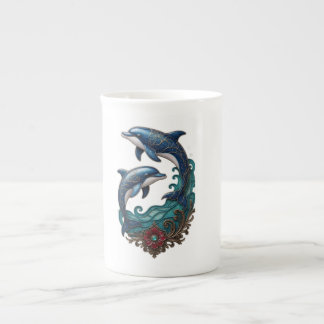 Tasse En Porcelaine Magnifique mug en céramique Yin Yang dauphins