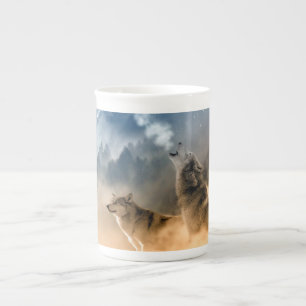 Tasse En Porcelaine Magnifique Stars Foggy Night Wolfs Howl