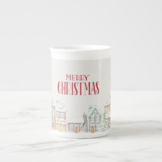 Tasse En Porcelaine Maisons d'hiver de Noël cosy