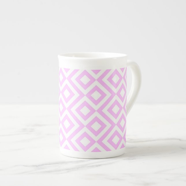 Tasse En Porcelaine Mander rose et blanc (Devant droit)