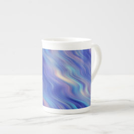 Tasse En Porcelaine Matin Glory Blue Wavy Texture