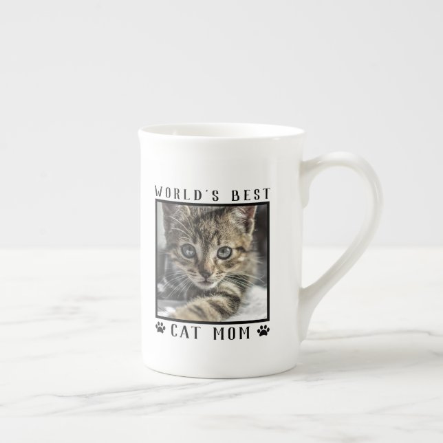 Tasse En Porcelaine Meilleur Chat Maman Empreintes de pattes Monde Cad (Droite)