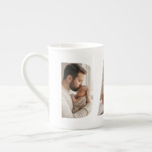 Tasse En Porcelaine Meilleur Collage Photo de Papa Moderne Blanc