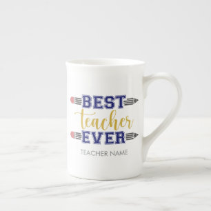 Tasse En Porcelaine Meilleur enseignant personnalisé jamais - Cadeau C