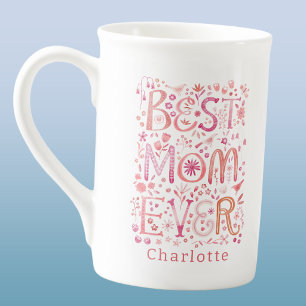 Tasse En Porcelaine Meilleure Maman Personnalisée Aquarelle