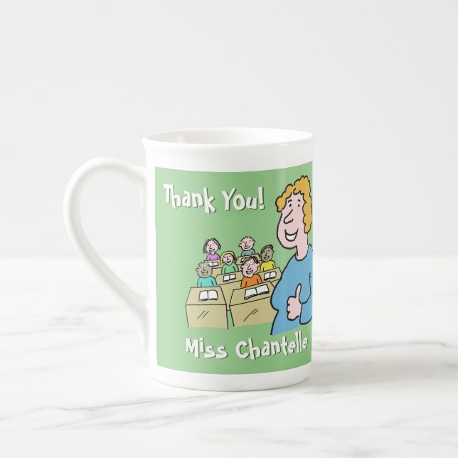 Tasse En Porcelaine Merci à une enseignante. Don de l'enseignant. (Gauche)
