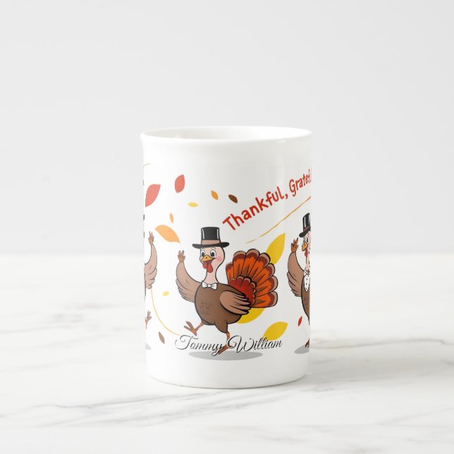 Tasse En Porcelaine Merci béni Bon thanksgiving gracieux (Devant)