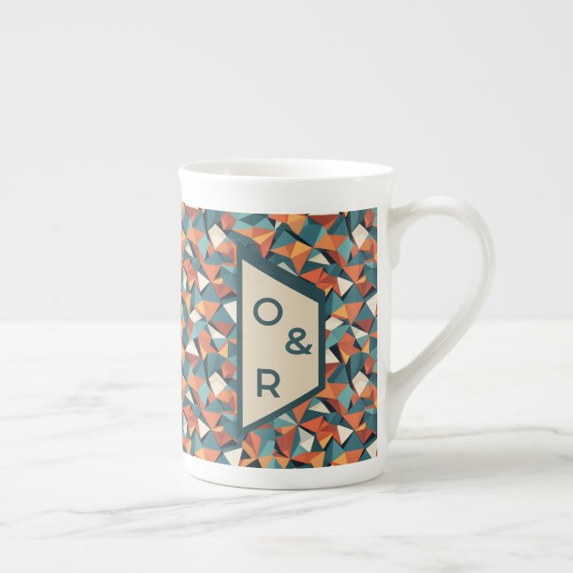 Tasse En Porcelaine Mid-Century Geometric Teal & Orange Pattern (Droite)