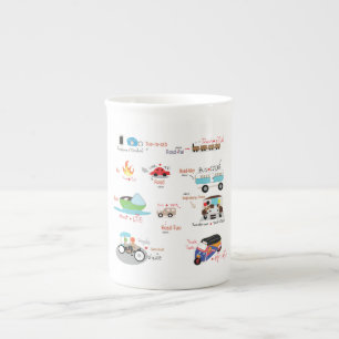 Tasse En Porcelaine mignon dessin animé Thai mot véhicules mug