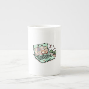 Tasse En Porcelaine Mignon Kawaii Ambiance Décontractée Autocollant D'