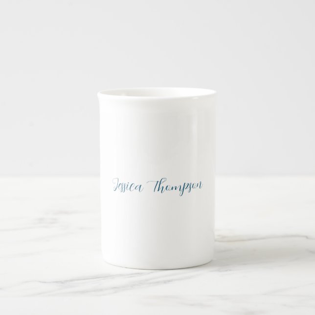 Tasse En Porcelaine Moderne élégant Plain Simple Nom Professionnel (Devant)