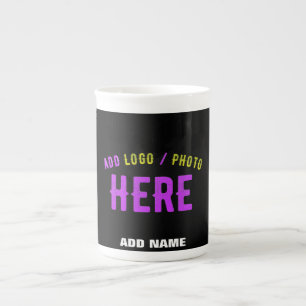 TASSE EN PORCELAINE MODERNE ET MODERNE PERSONNALISABLE NOIR VÉRIFIÉ