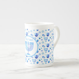 Tasse En Porcelaine Monogram Hanoukka Festival Menorah Lumières