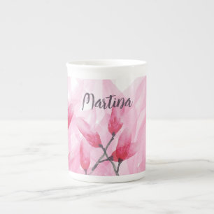 Tasse En Porcelaine Monogramme Aquarelle Fusion Rose
