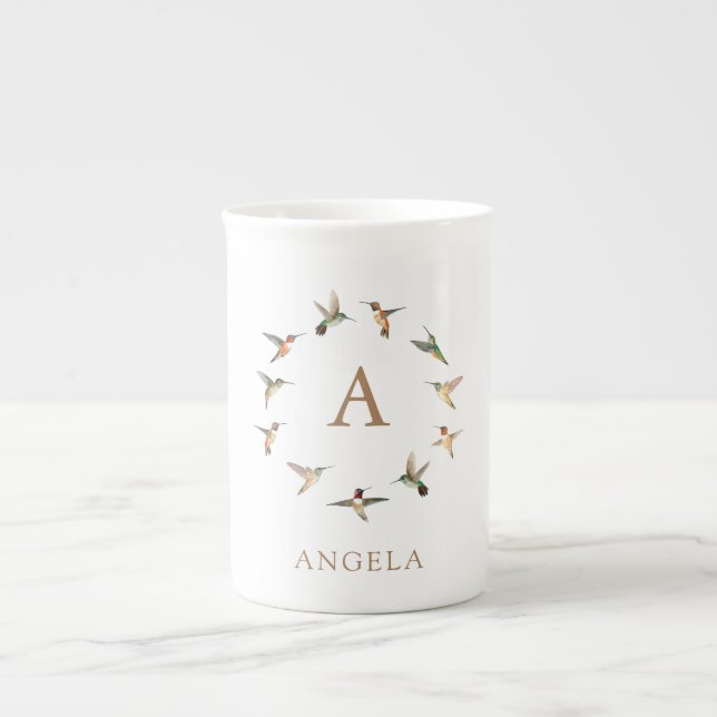 Tasse En Porcelaine Monogramme Colibris (Devant)