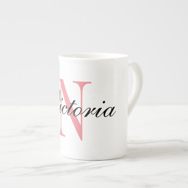 Tasse En Porcelaine monogramme de nom personnalisé porcelaine personna (Devant droit)