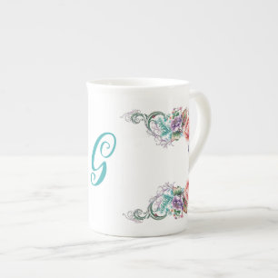 Tasse En Porcelaine Monogramme floral coloré