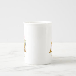 Tasse En Porcelaine Monogramme floral personnalisé initial botanique