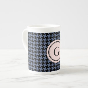 Tasse En Porcelaine Monogramme gris classique élégant de rose de