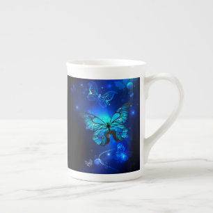Tasse En Porcelaine Morpho Butterfly in the Dark Background
