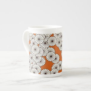 Tasse En Porcelaine Motif à fleurs Art déco - crème sur rouille