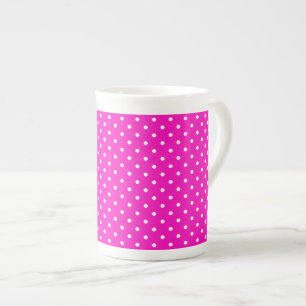 Tasse En Porcelaine Motif à points polka rose et blanc choquant