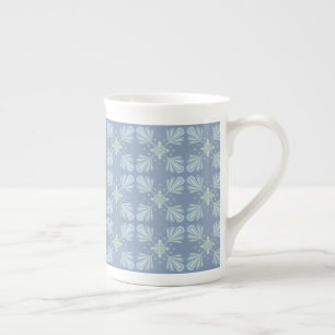 Tasse En Porcelaine Motif Abstrait Floral Bleu