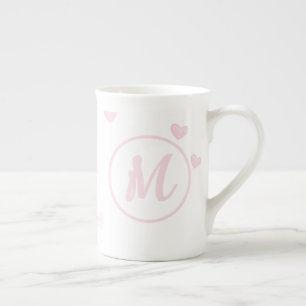 Tasse En Porcelaine Motif Coeur rose Fille Romantique Monogramme