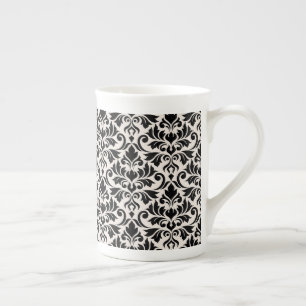 Tasse En Porcelaine Motif damassé Flourish Noir sur Crème