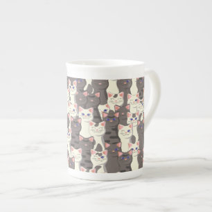 Tasse En Porcelaine Motif de chats blancs et gris