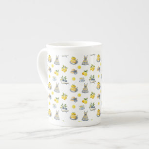 Tasse En Porcelaine Motif de citron d'été méditerranéen