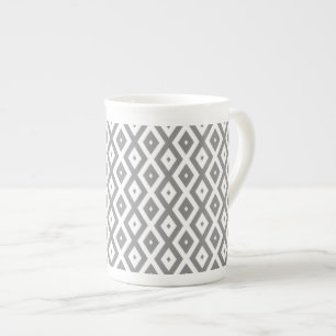 Tasse En Porcelaine Motif de diamants gris et blanc