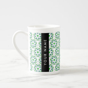 Tasse En Porcelaine Motif de feuille, feuilles vertes, Votre nom