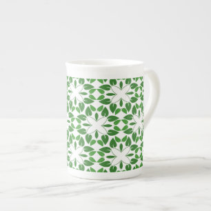 Tasse En Porcelaine Motif de feuille, motif de feuilles, feuilles vert