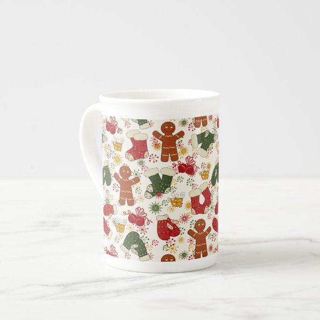 Tasse En Porcelaine Motif de pain d'épice de vacances (Devant gauche)