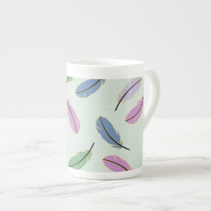 Tasse En Porcelaine Motif de plumes pastel élégant