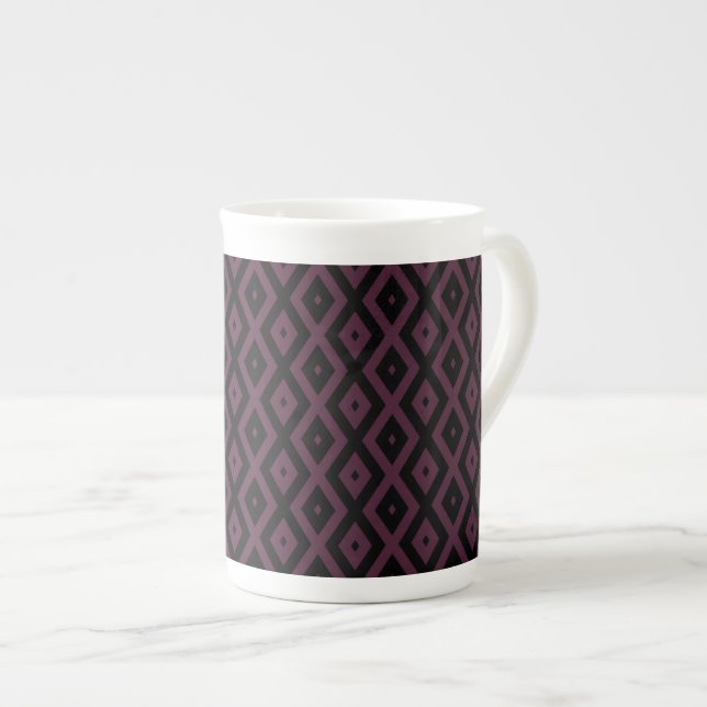 Tasse En Porcelaine Motif de prune et de diamant noir (Devant droit)