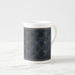 Tasse En Porcelaine Motif déco bleu et or