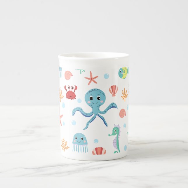 Tasse En Porcelaine Motif du monde marin (Devant)