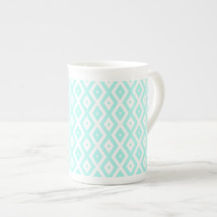 Tasse En Porcelaine Motif en diamant Turquoise et blanc