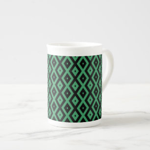 Tasse En Porcelaine Motif en diamant vert et noir