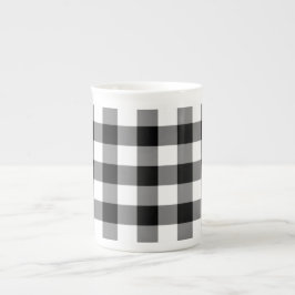 Tasse En Porcelaine Motif En vichy noir et blanc