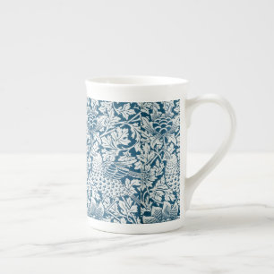 Tasse En Porcelaine Motif Floral Fleurs Feuilles Oiseaux Bleu