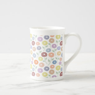 Tasse En Porcelaine Motif Répété Fleur Floue Pastels sur Blanc