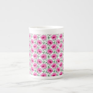 Tasse En Porcelaine Motif Roses Rouges Floral-55501